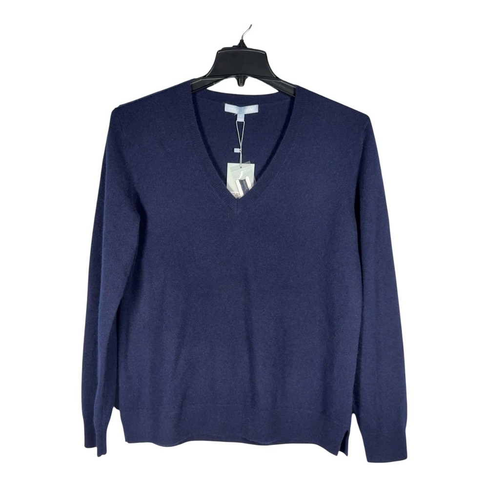 Antonio Melani Womens Large Navy Blue Monica V-Neck Cashmere Pullover Sweater